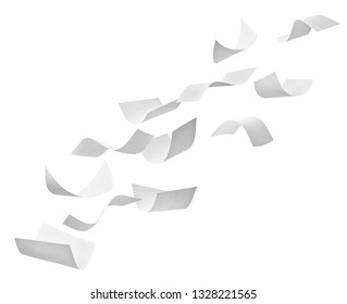 Close Up Of Flying Papers On White Background