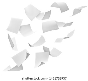 close up of flying papers on white background - Shutterstock ID 1481752937