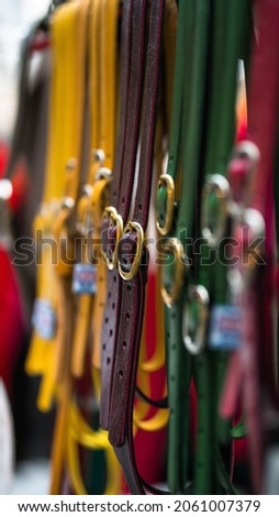 Close up focus on multicoloured belts in Spitalfields clothes market in East London, near Brick lane and Shoreditch Stock photo © 