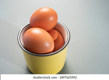 Close up of fresh Chicken brown eggs on table - Shutterstock ID 1897625992