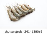 Close up a Fresh Raw shrimp,prawns,Giant Freshwater Prawn, Freshwater Prawn, Giant River Prawn (Macrobrachium rosenbergii ) For cooking seafood food in the  plate isolated on white backdrop