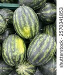 Close up fresh watermelons from fresh market. Watermelon background.