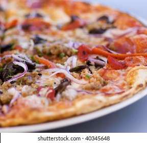 Close Up Of Freshly Baked Gourmet Thin Crust Pizza