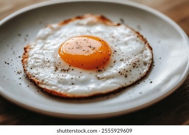 Close up Fried eggs on a white plate