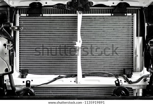 Close up front of car radiator panel, can be\
use in industrial, business\
components