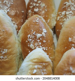 Close up front view of sweet bread, tight crop, selective focus.