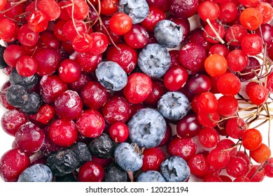 Close Up Of Frozen Mixed Fruit And Berries