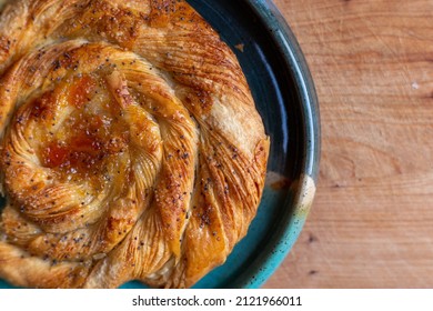 Close Up Fruit Filled Danish Pastry On A Cutting Board