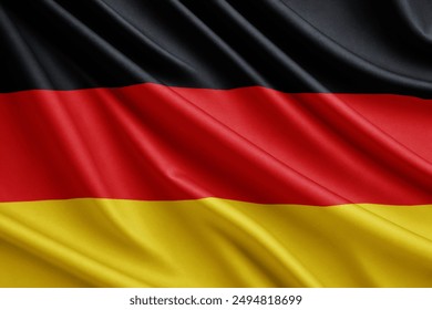 Close up full framed wave Germany fabric flag background - Powered by Shutterstock