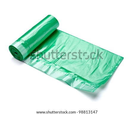 close up of a garbage bag  on white background