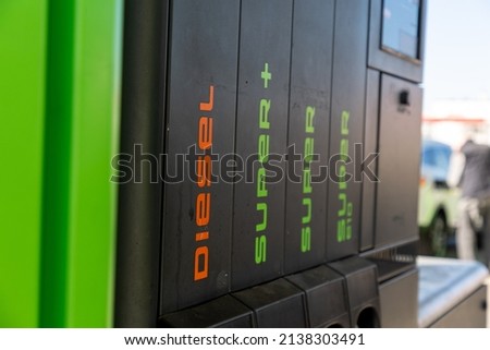 close up of gas pump lettering