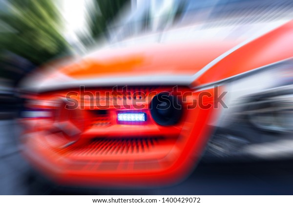Close Up of Germany Ambulance Vehicle  Siren With\
Blurred Zoom Effect