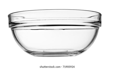 close up of a glass bowl on white background with clipping path