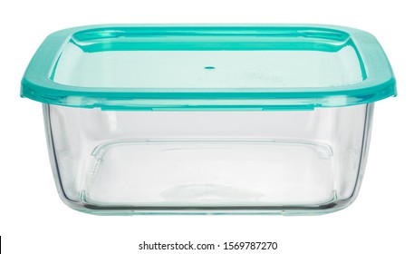 Close Up Of Glass Food Containers Isolated On White Background