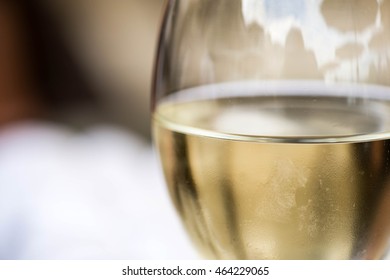 Close Up Of A Glass Of White Wine With Copy Space