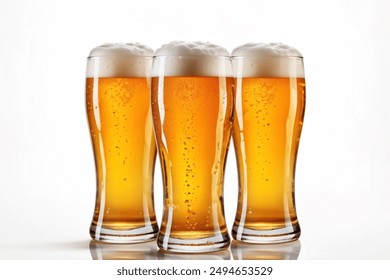 Close up of Glasses of chilled white beer isolated on white background. Beer empty space. Hight Resolution. - Powered by Shutterstock