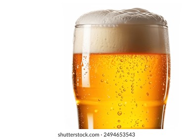 Close up of Glasses of chilled white beer isolated on white background with Copy space. Chilled nature of the beverages. Perfect for marketing and promotional material. Hight Resolution. - Powered by Shutterstock