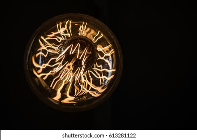 Close up glowing light bulb