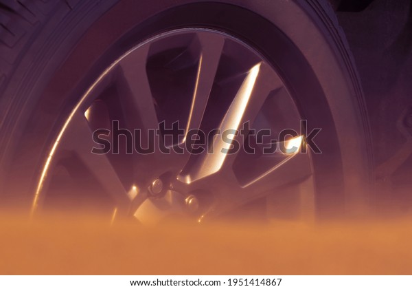 Close up of a golden car\
stuck in the sand in the Namib desert. 07.04.2021. Africa.\
Namibia