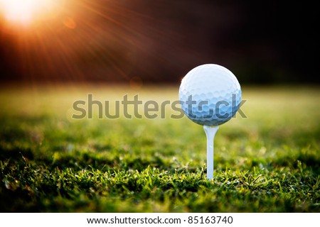 Close up of golf ball on tee