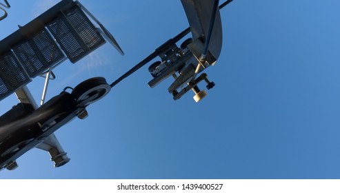 Close up at a gondola cable car mechanism detail