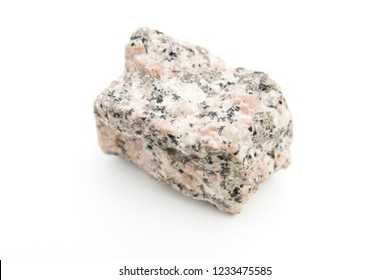 Close Up Of Granite Rock Isolated Over White Background