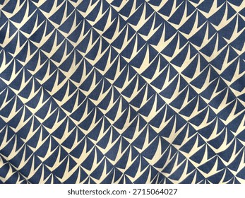Close up of graphic background random abstract geometrical pattern in dark blue and whitecolor. Suitable for wallpaper or fabric upholstery. Seamless background texture.