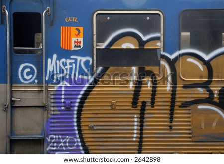 close up of a graphitti sprayed train in aix en provence south of france europe