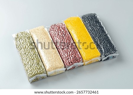 Close up gray background of coarse grains and miscellaneous grains