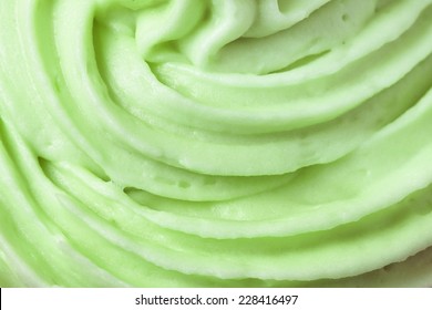 Close Up Of Green Icing On A Cup Cake