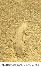 Close Up Of Green Natural Bentonite Clay Powder For Face Mask, Face Cream, Body Wrap, Selective Focus. Abstract Background 