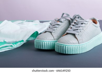 mint color shoes