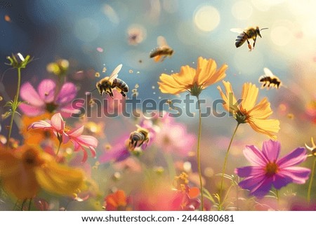 Similar – Image, Stock Photo Close-up of bees on a honeycomb