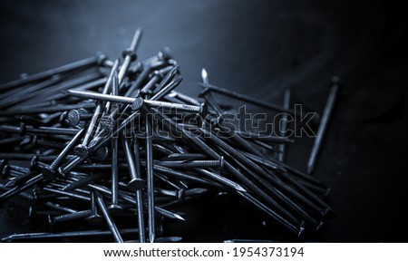 close up group of nail raw materior in construction industry