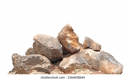 close up a group of stones big rock lay isolated on white background,clipping paths - Shutterstock ID 1364658644