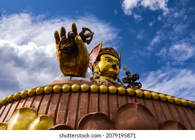 Close Up Of Guru Rinpoche Statue In Bhutan.