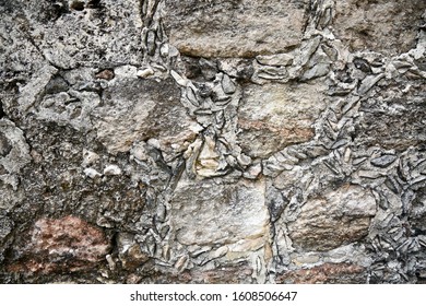 Close Up Of Hacienda Stone Wall In Yucatan, Mexico