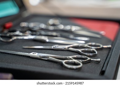 Close Up Hair Clipper Scissors At The Hair Salon
