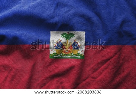 Close up of the Haiti flag. Haiti flag of background. flag symbols of Haitian.