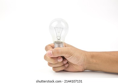 Close Up Hand Choose Light Bulb Or Lamp On White Background Concepts Of Genius Create Or Human Resources For Business Leadership And Creativity Thinking Idea Or Knowledge Learning And Innovation.