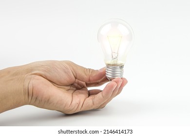 Close Up Hand Choose Light Bulb Or Lamp On White Background Concepts Of Genius Create Or Human Resources For Business Leadership And Creativity Thinking Idea Or Knowledge Learning And Innovation.