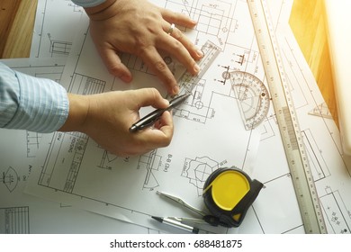 Close Hand Engineering Use Pencil Drawing Stock Photo 688481875 ...