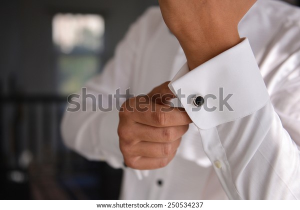 Close Hand Man How Wears White Stock Photo (Edit Now) 250534237