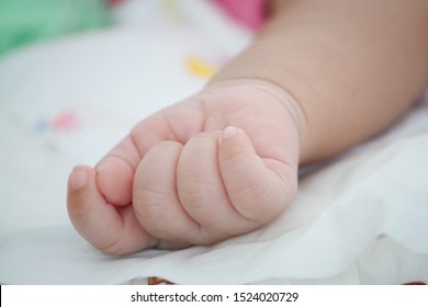 Close Up Hand Of Newborn Baby.