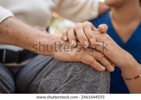 Similar – Image, Stock Photo close up of careful scar after surgery on the body.