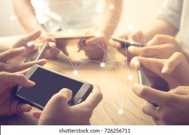 Close up hand using mobile smart phone connecting wifi internet online to worldwide people , Communication online connection concept - Shutterstock ID 726256711