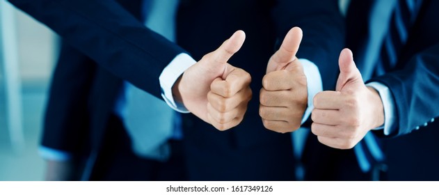 Close Up Of Hands The Business People With Three Thumbs Up Is Working As A Team Work That Helps The Work Achieve Its Goals The Acquisition Of A Business Partner Honest Work. Concept Positive Thinking