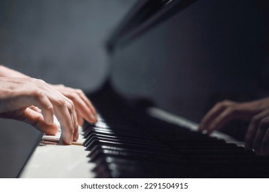 Close up of the hands of a pianist.