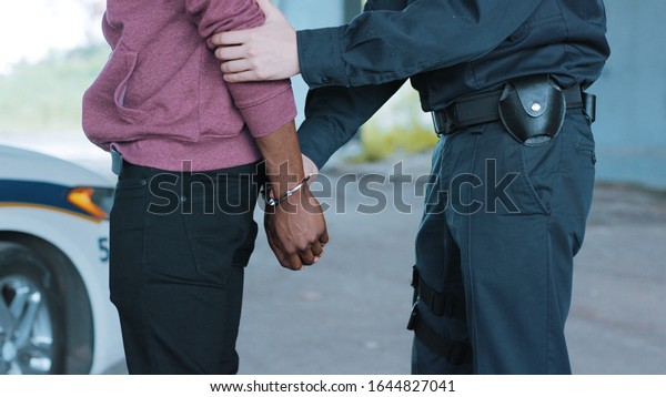 Close Hands Policeman Arrest Man Handcuffed Stock Photo (Edit Now ...