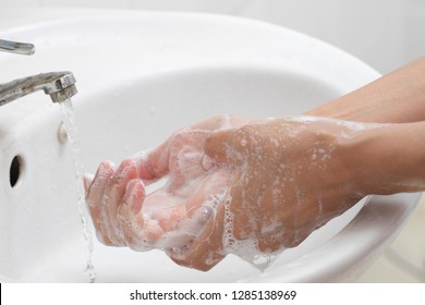 Close up Hands washing 